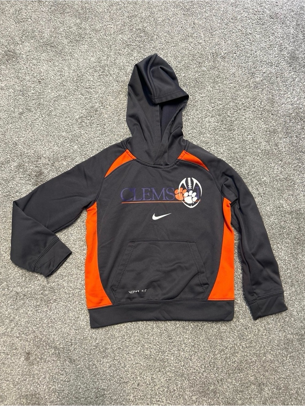 Nike gray and Orange Clemson Hooded Pullover